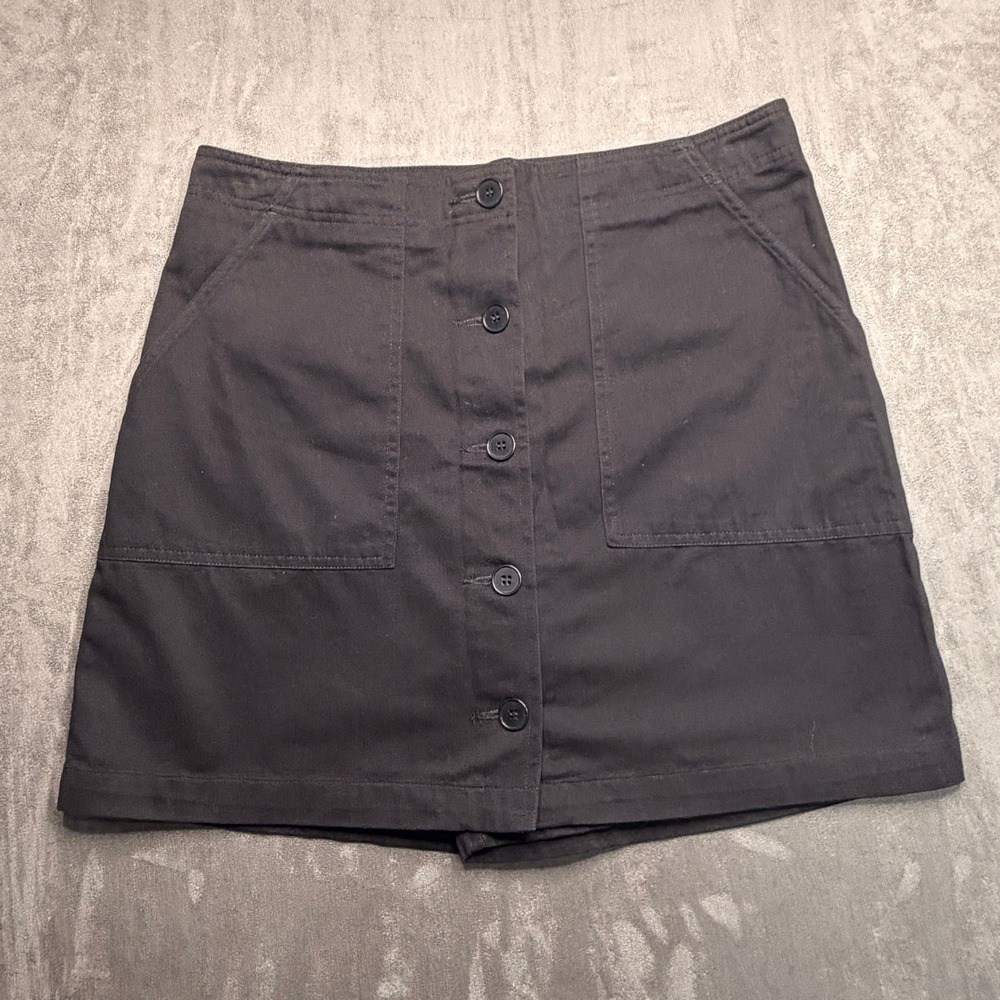 Vtg Jones New York Sport Skort Womens Sz 10 Black Button Front Cotton Mini Skirt